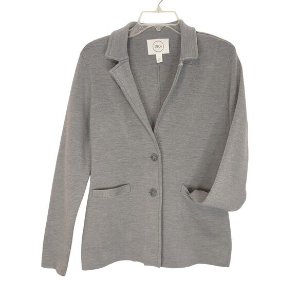 1901 Cardigan Sweater Blazer Merino Wool Blend Heather Knit Gray Women Small NWT - Picture 1 of 8